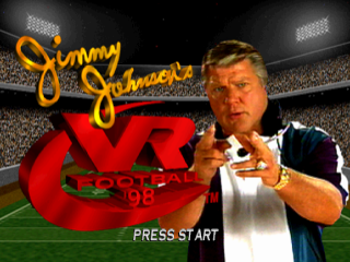 Jimmy Johnson's VR Football 98 title screen for Playstation